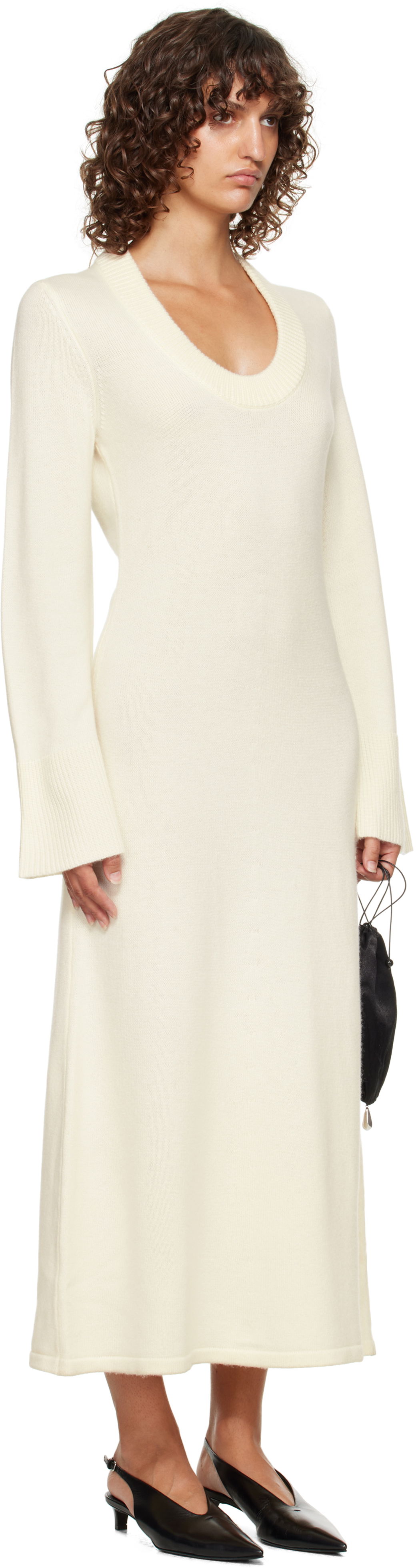 Pокля Loulou de Saison Loulou de Saison Ari Knit Maxi Dress Бяло | ARI, 1
