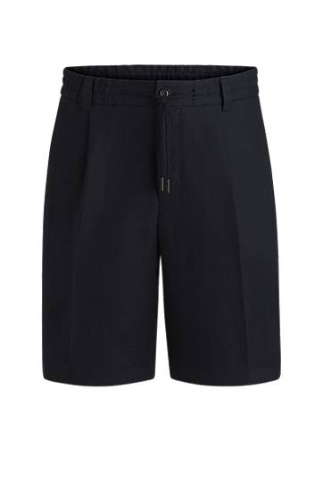 Къси панталони BOSS Tapered-Fit Wrinkle-Resistant Linen Shorts Тъмно синьо | 50538680, 0