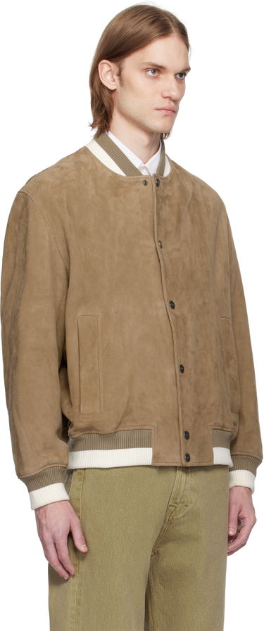 Яке бомбър BOSS HUGO Ribbed-Trim Suede Bomber Jacket Кафяво | 50534326, 1