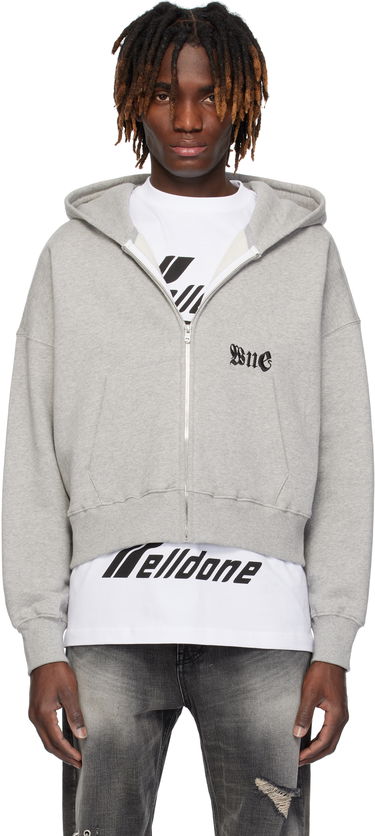 Суитчър We11done We11done Logo Zip-Up Cropped Hoodie Сиво | WD-TJ0-25-815-U-MG, 0