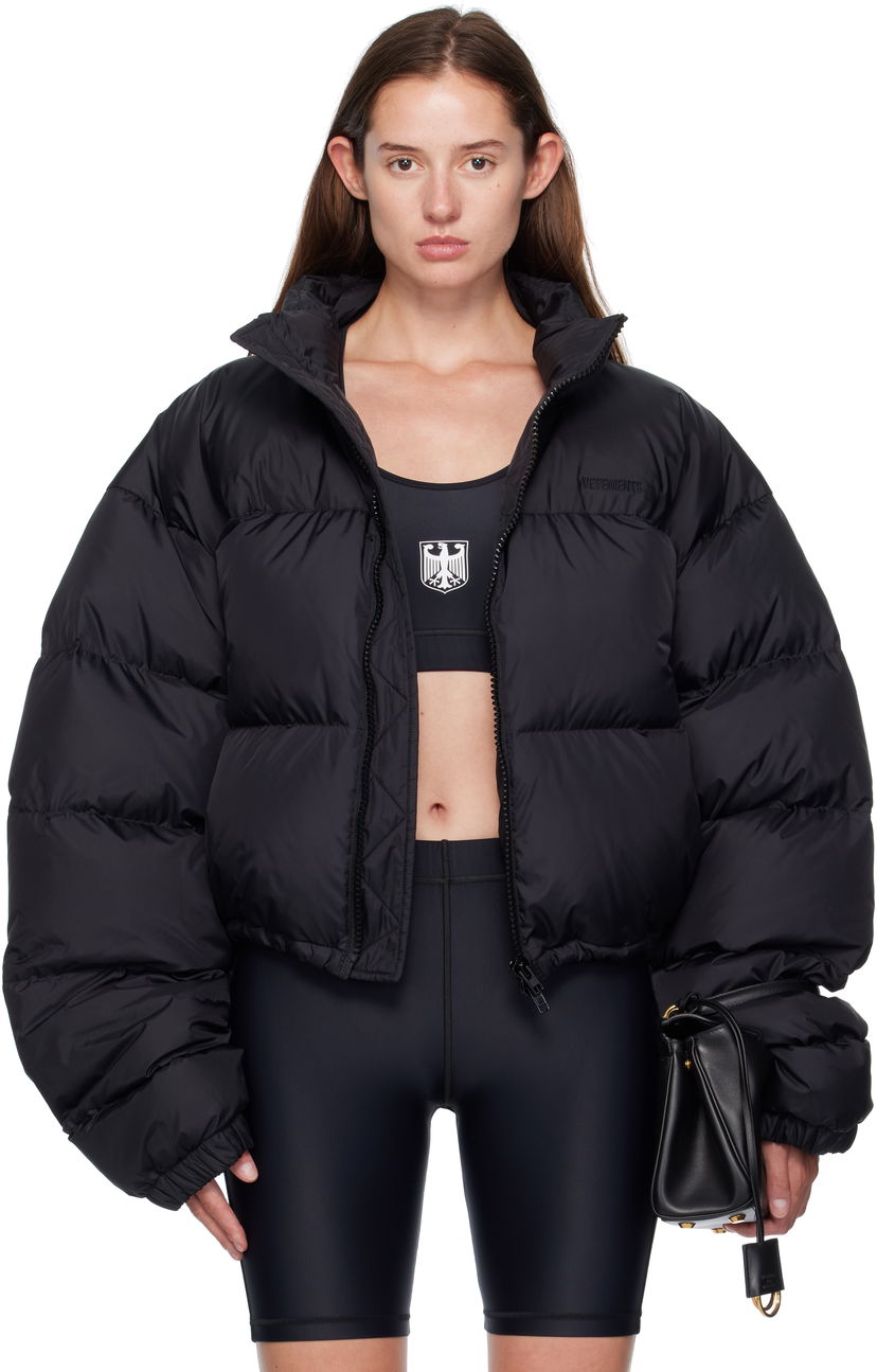 Пухо яке VETEMENTS Vetements Double Logo Boxy Down Jacket Черно | UH76PU220BB