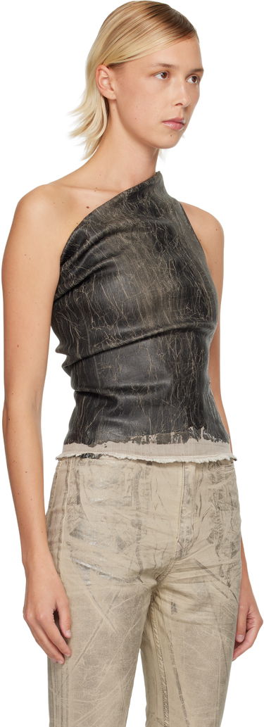 Съкратен топ Rick Owens Rick Owens DRKSHDW Concordians Athena Asymmetric Distressed Cropped Top Черно | DS02E7131 SDWF, 1