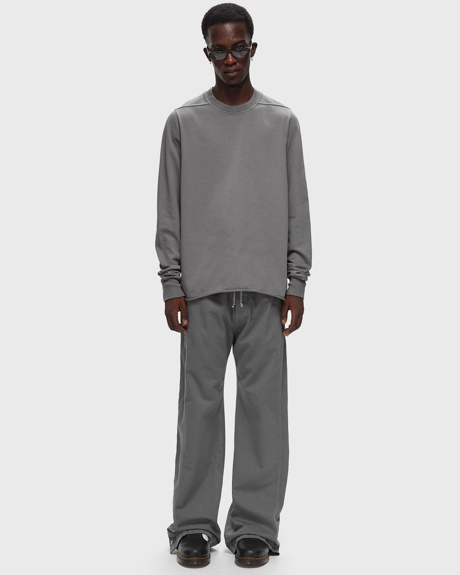 Суитчър Rick Owens DRKSHDW KNIT T-SHIRT-CREWNECK SWEAT Сиво | DU02D2279-RIGP-88, 1