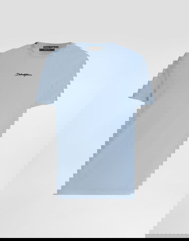 Тениска Dolce & Gabbana Cotton T-shirt With Embroidered Patch Синьо | G8RN8ZG7P0CB0112, 0