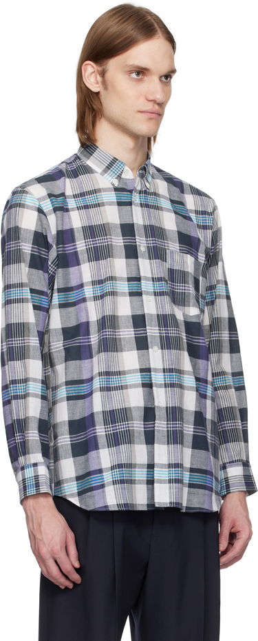 Риза Comme des Garçons Comme des Garçons Shirt Yarn Dyed Check Poplin Shirt Лилаво | FO-B010-051, 1