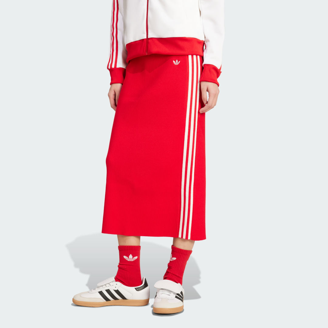 Пола adidas Performance Adicolor 3-Stripes Knit Skirt Червено | JW2660, 0