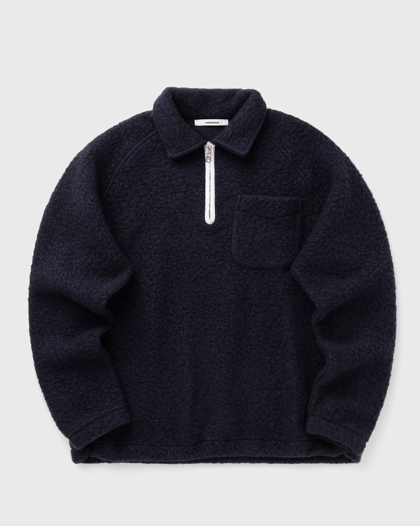 Пуловер Edmmond Studios Unconventional Textured Half-Zip Polo with Chest Pocket Тъмно синьо | 325-40-25590