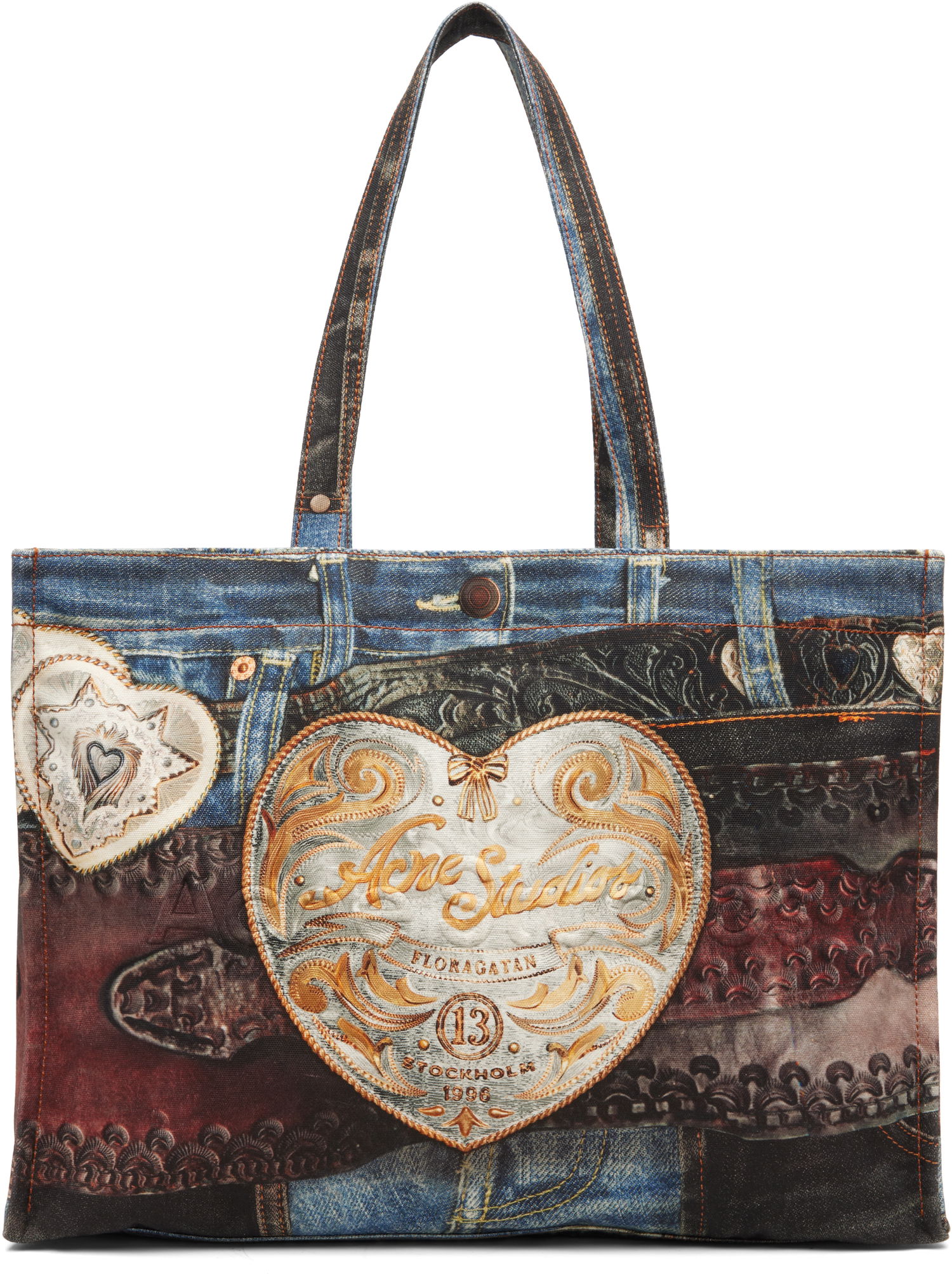 Голяма пазарска чанта Acne Studios Western Patchwork Print Tote Многоцветен | C10244-, 0