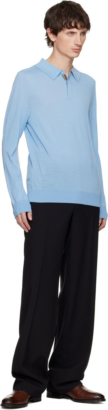 Поло тениска Paul Smith Merino Wool Knitted Long-Sleeve Polo Синьо | M1R-241Z-P02093-41, 3