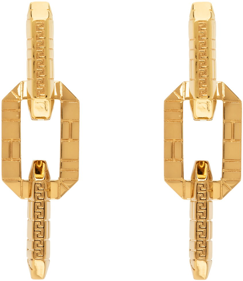 Обеци Versace Greca Quilting Drop Earrings "Gold" Металик | 1014266_1A00620_3J000, 0
