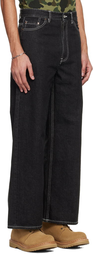 Дънки BAPE Champion Logo 12 oz Wide-Leg Jeans with Contrast Stitching Черно | 001DPL802002L, 1