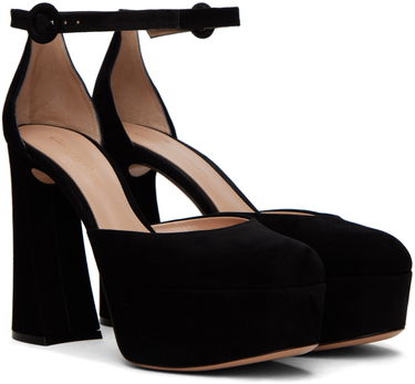 Кецове и обувки Gianvito Rossi D'Orsay Suede Platform Heels Черно | G40389.70RIC.CAM, 3