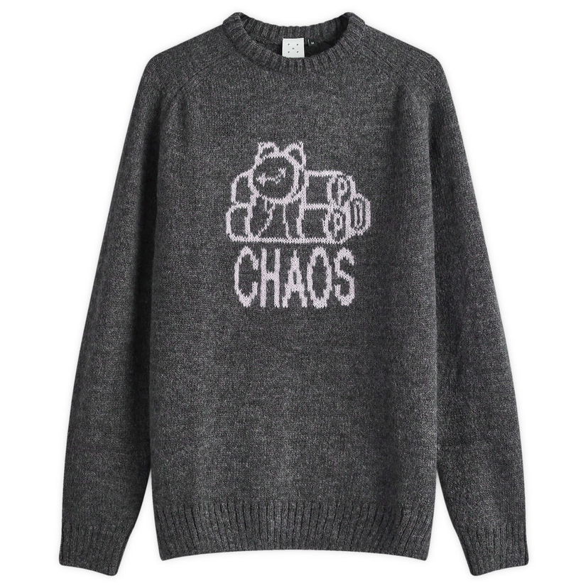 Пуловер Pop Trading Company Chaos Knit Crew Large Сиво | POPAW24-06-004