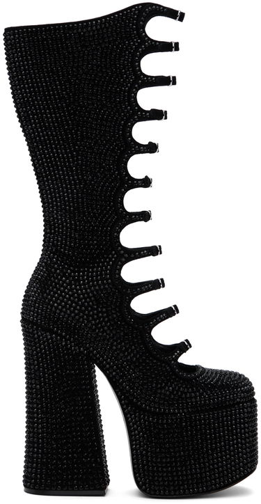 Грижа за обувките Marc Jacobs Marc Jacobs 'The Rhinestone Kiki' Knee-High Platform Boots Черно | 2P4FBO001F19, 0
