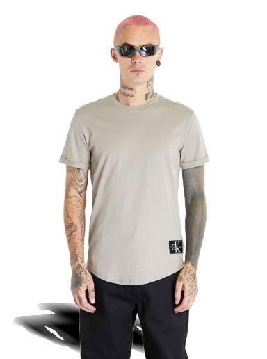 Jeans Badge Turn Up Short Sleeve T-Shirt Grey