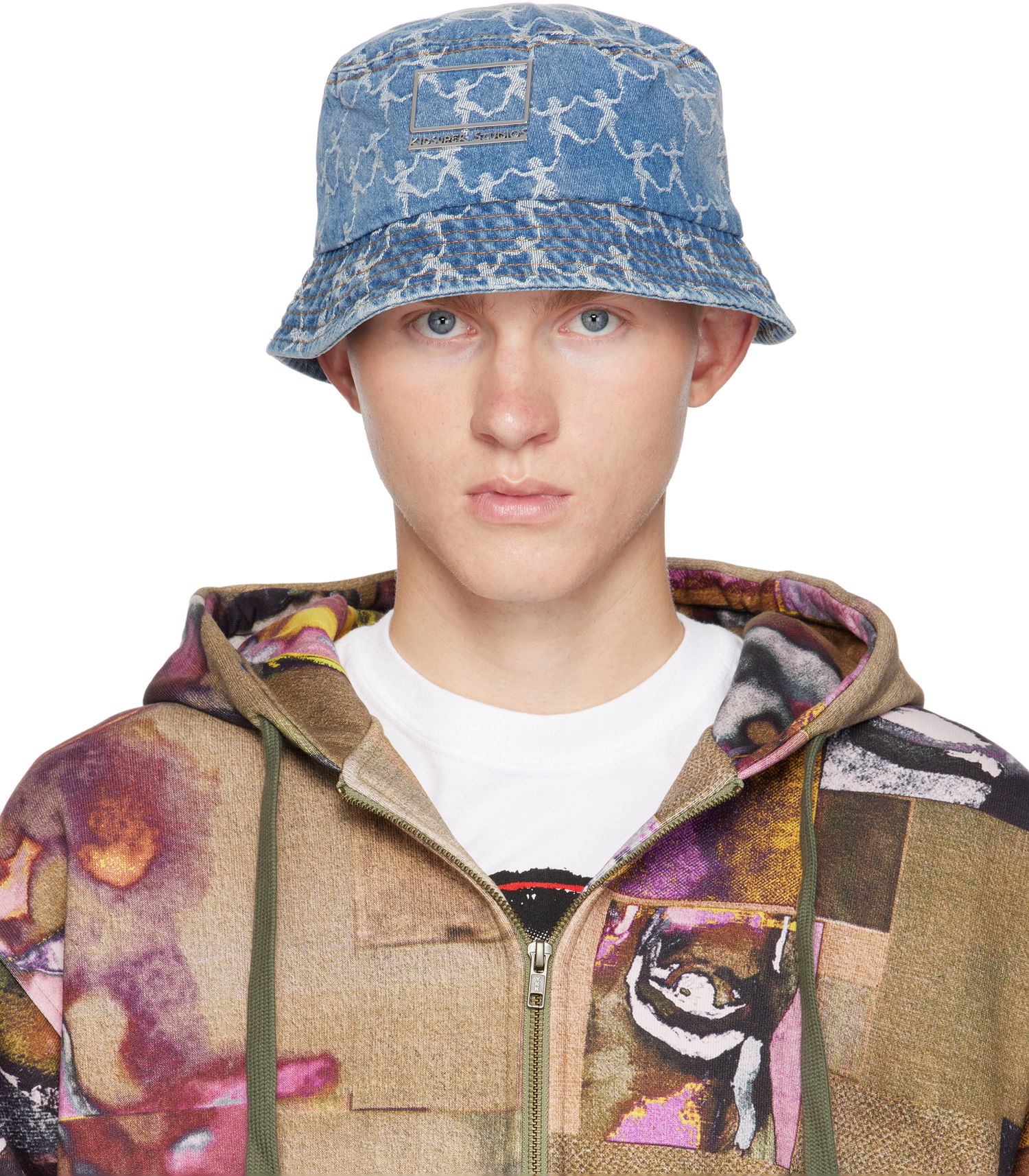 Шапка KidSuper Dancing Ladies Jacquard Denim Bucket Hat Синьо | AW24-HDW-16, 0