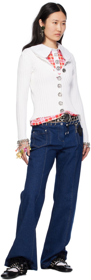 Пуловер Chopova Lowena Chopova Lowena Daffy Ribbed Knit Cardigan Бяло | 5151, 3