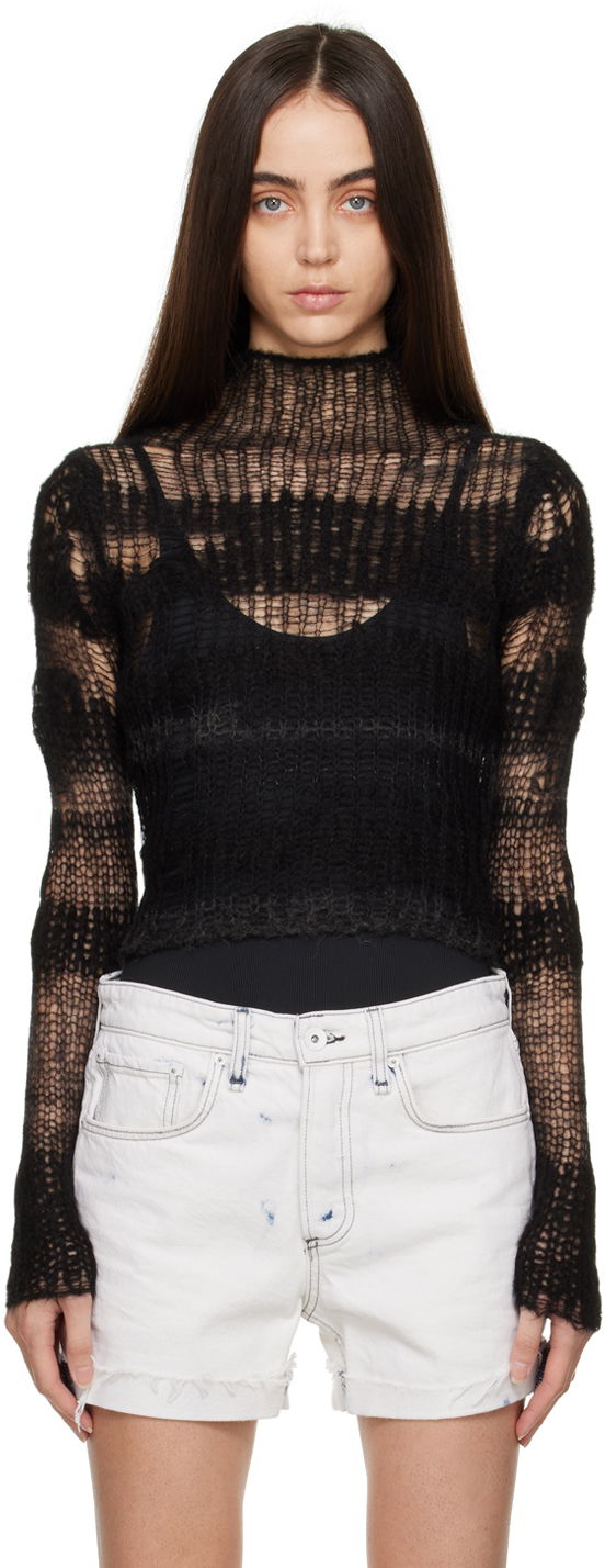 Пуловер rag & bone Lillian Open-Knit Sweater Черно | WAS22FS048FW48, 0