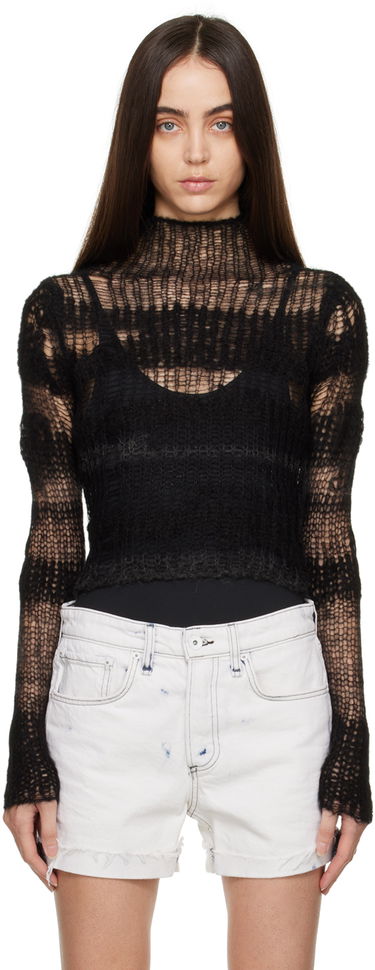 Пуловер rag & bone Lillian Open-Knit Sweater Черно | WAS22FS048FW48, 0