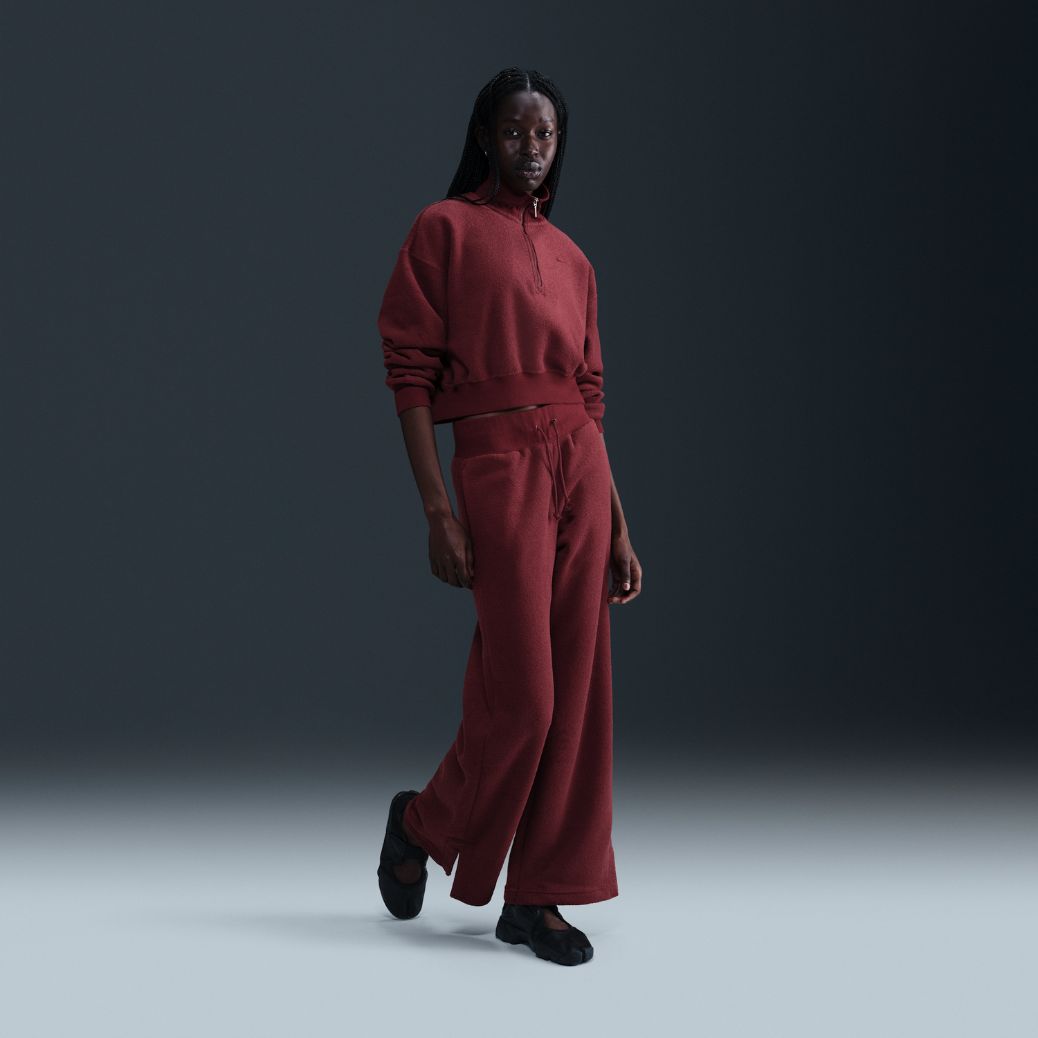 Комплект Nike Nike Sportswear Phoenix Plush High-Waisted Wide-Leg Fleece Pants Бургунди | FN3622-619, 0