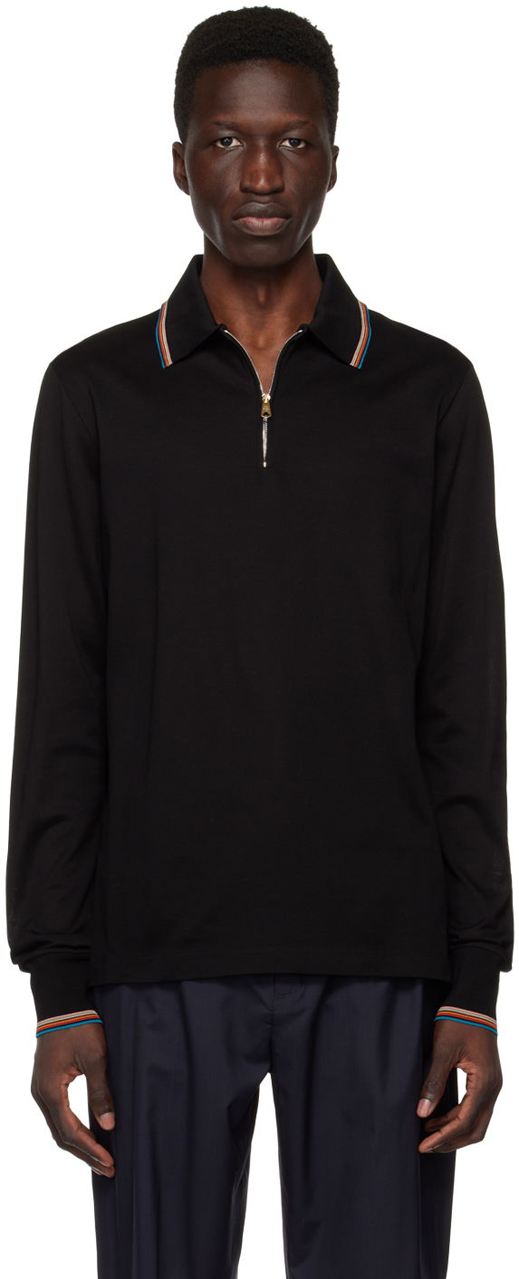 Поло тениска Paul Smith Paul Smith Long Sleeve Zip Polo Черно | M1R-031Y-K00089-79, 0