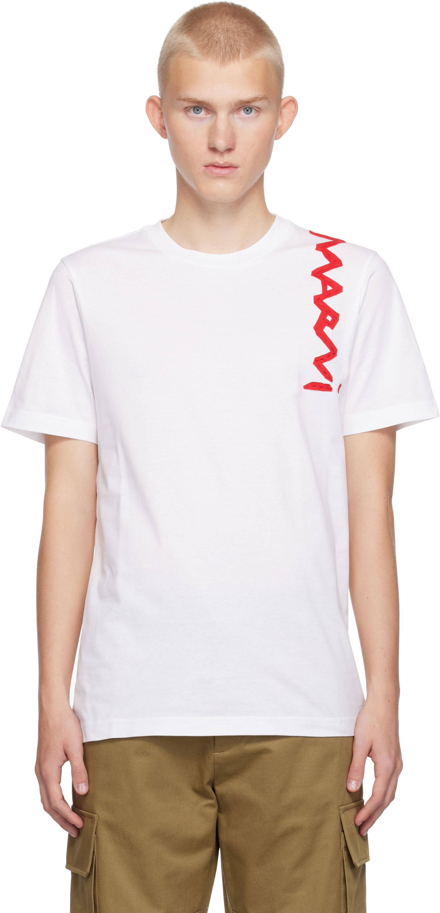 Тениска Marni Mending Logo T-Shirt Бяло | HUMU0198X3 UTC017, 0