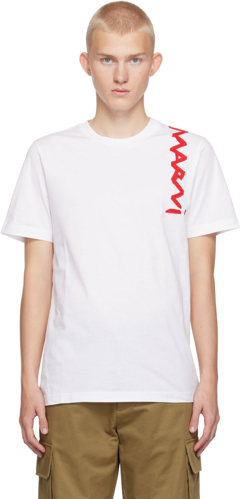 Тениска Marni Mending Logo T-Shirt Бяло | HUMU0198X3 UTC017