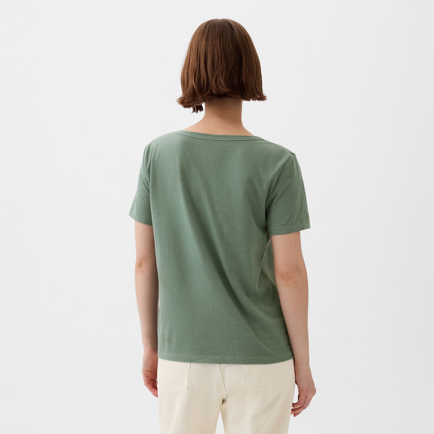 Тениска GAP V-Neck Tee Laurel Wreath Green Зелено | 740140-65, 1