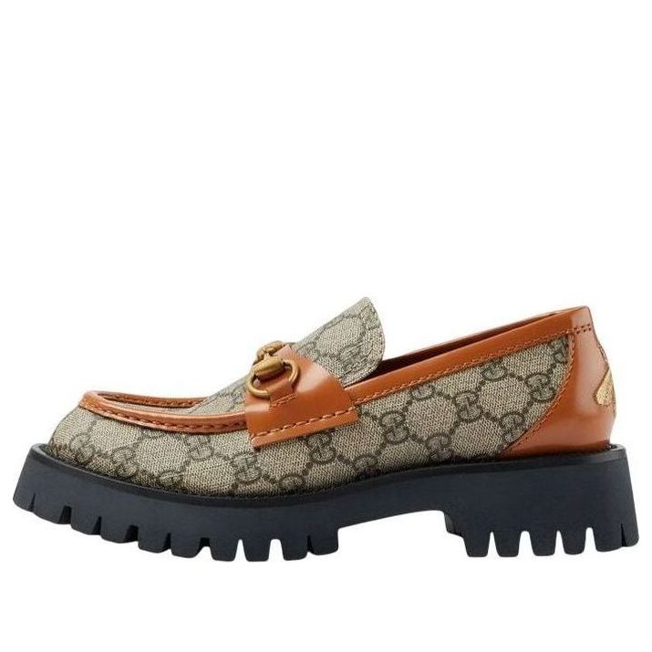 Кецове и обувки Gucci GG Canvas Platform Loafers with Horsebit Кафяво | 723283-FAA0Q-9790