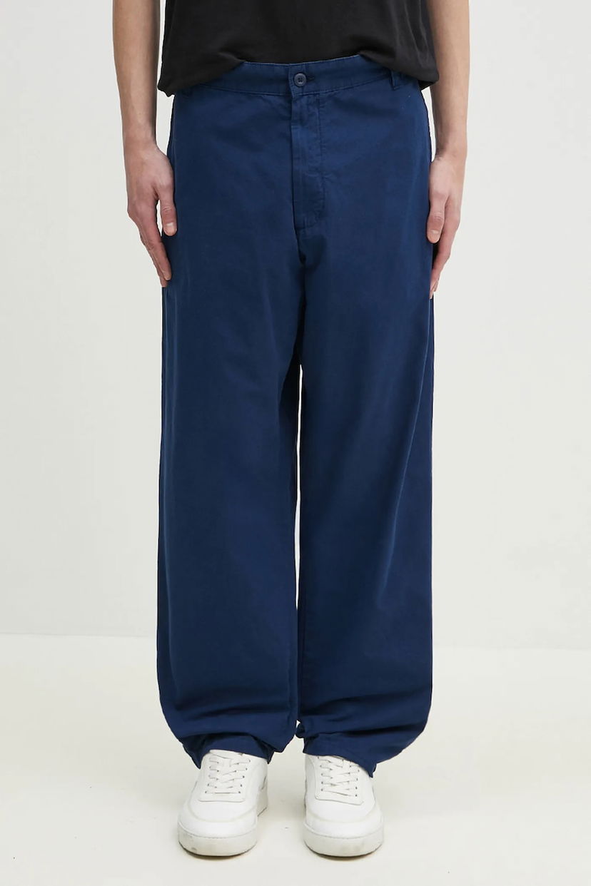 Панталони Carhartt WIP Calder Simple Cotton Wide-Leg Pant Синьо | I033128.E7GD