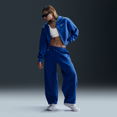 Суитчър Nike Sportswear Phoenix Fleece Cropped Full-Zip Hoodie Синьо | HJ0940-480, 3
