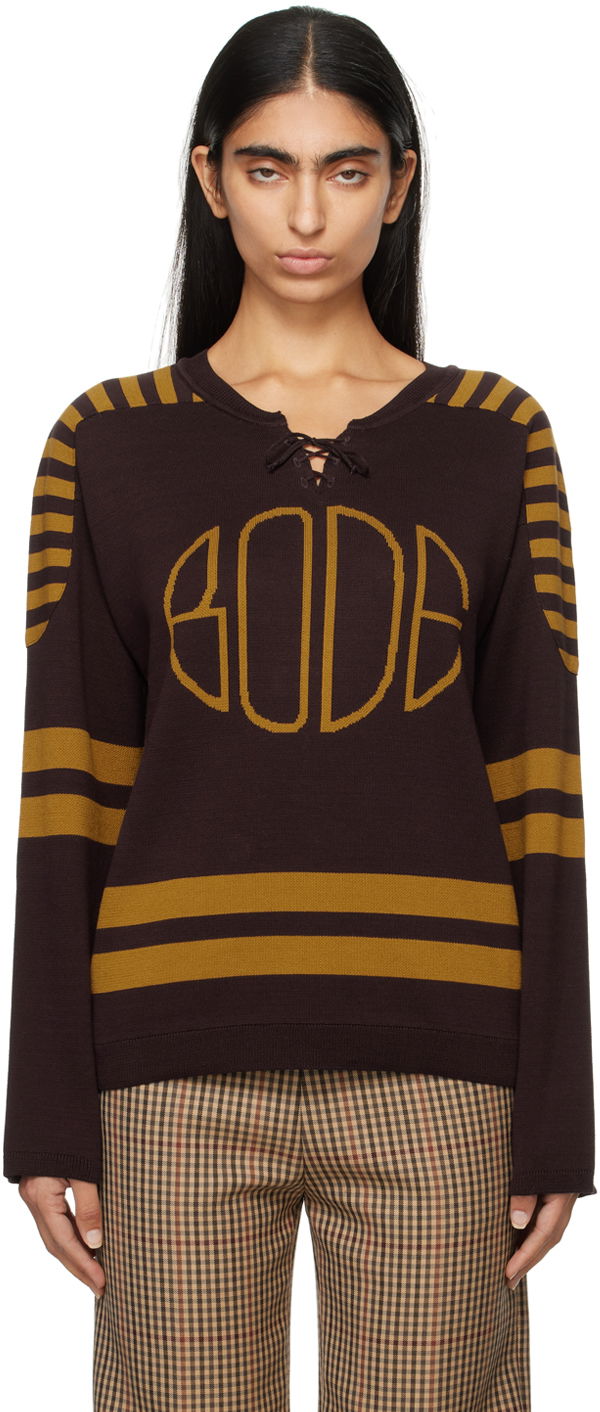 Пуловер Bode Rink Sweater Кафяво | MRF24KT013, 0