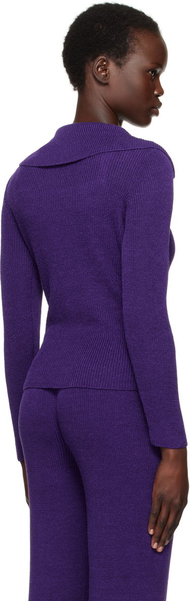 Пуловер Bode Quincy Knit Polo Лилаво | WRF24KT025, 2
