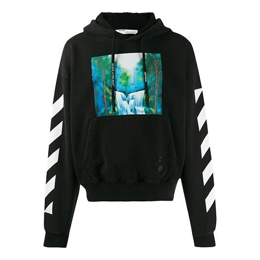 Суитчър Off-White Off-White Waterfall Print Hoodie Черно | OMBB037E19E300151088, 0