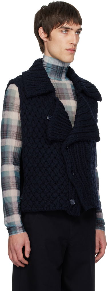Жилетка Dries Van Noten Dries Van Noten Merino Wool Chunky Knit Shawl Collar Vest Черно | 252-021248-2710, 4