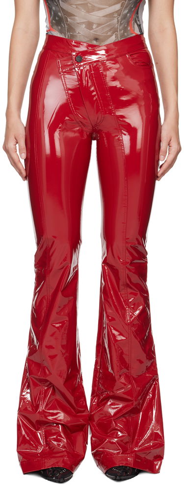 Панталони Ottolinger Ottolinger Simple Line Faux-Leather Flare Pants Червено | 1110107221, 0