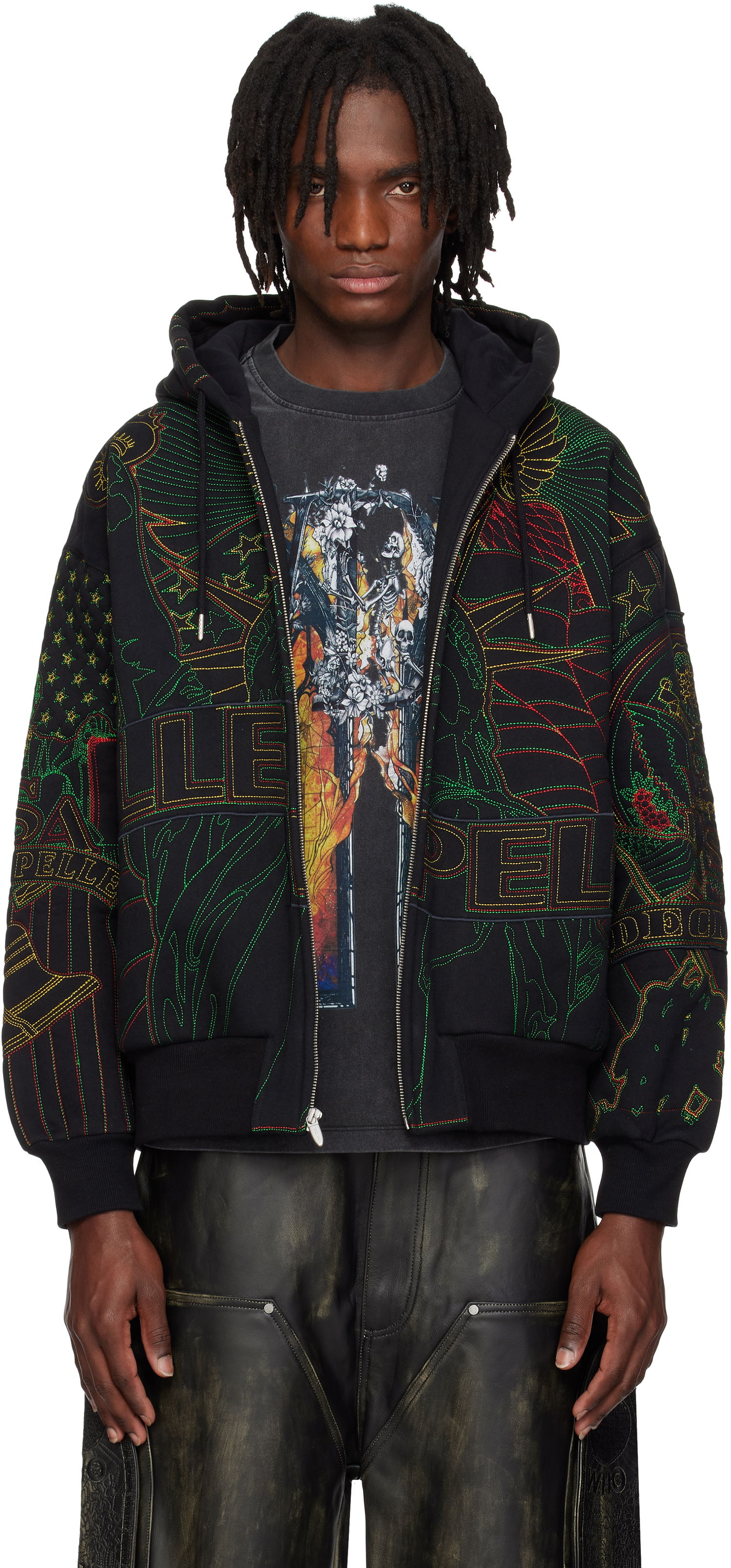 Суитчър Who Decides War Who Decides War Pelle Pelle Edition Monument Zip-Up Hoodie Черно | 1110620030SS25, 0