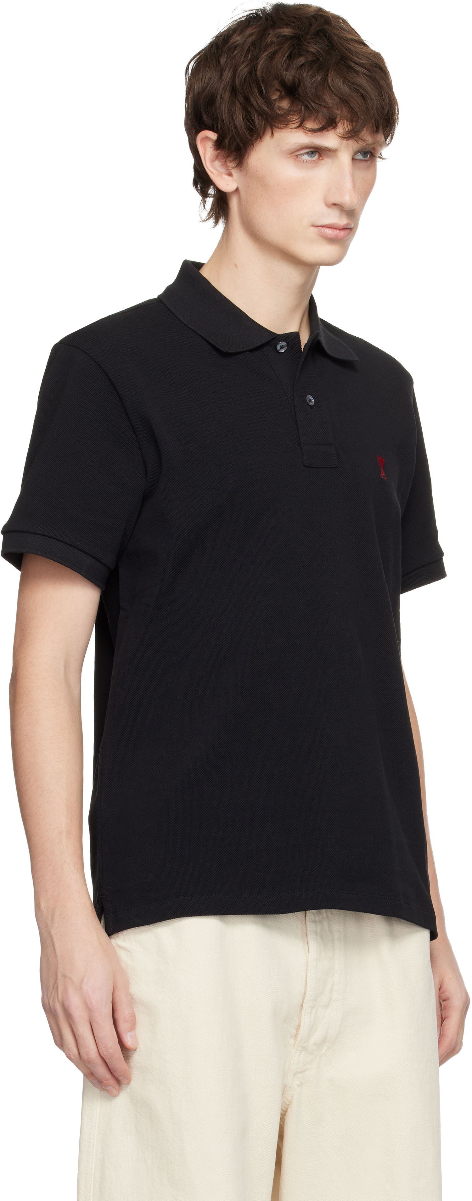 Поло тениска AMI Cotton Ami de Coeur Polo Черно | BFSBFUPL001.760, 1