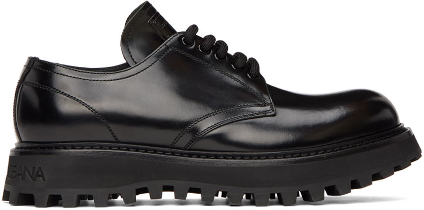 Кецове и обувки Dolce & Gabbana Black Brushed Derbys Черно | A10690A1203, 0