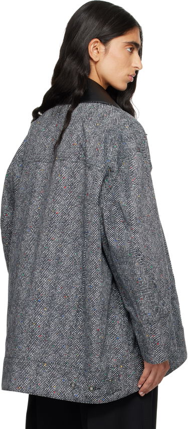 Яке Givenchy Speckled Herringbone Leather-Collar Utility Jacket Многоцветен | BW00TE168S004, 2