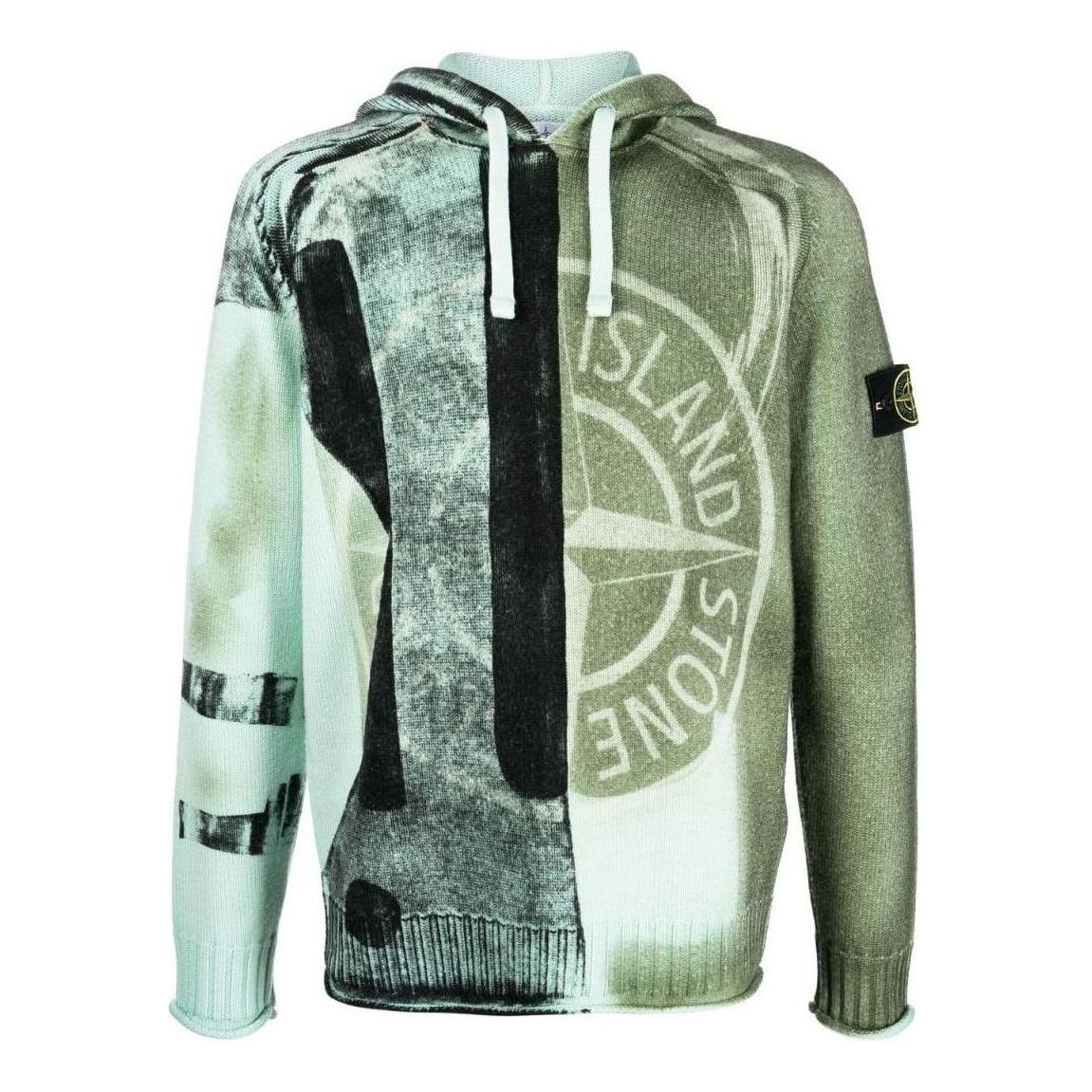 Пуловер Stone Island Motion Saturation Logo Knitted Hoodie Зелено | 7715568T1-V0044, 0