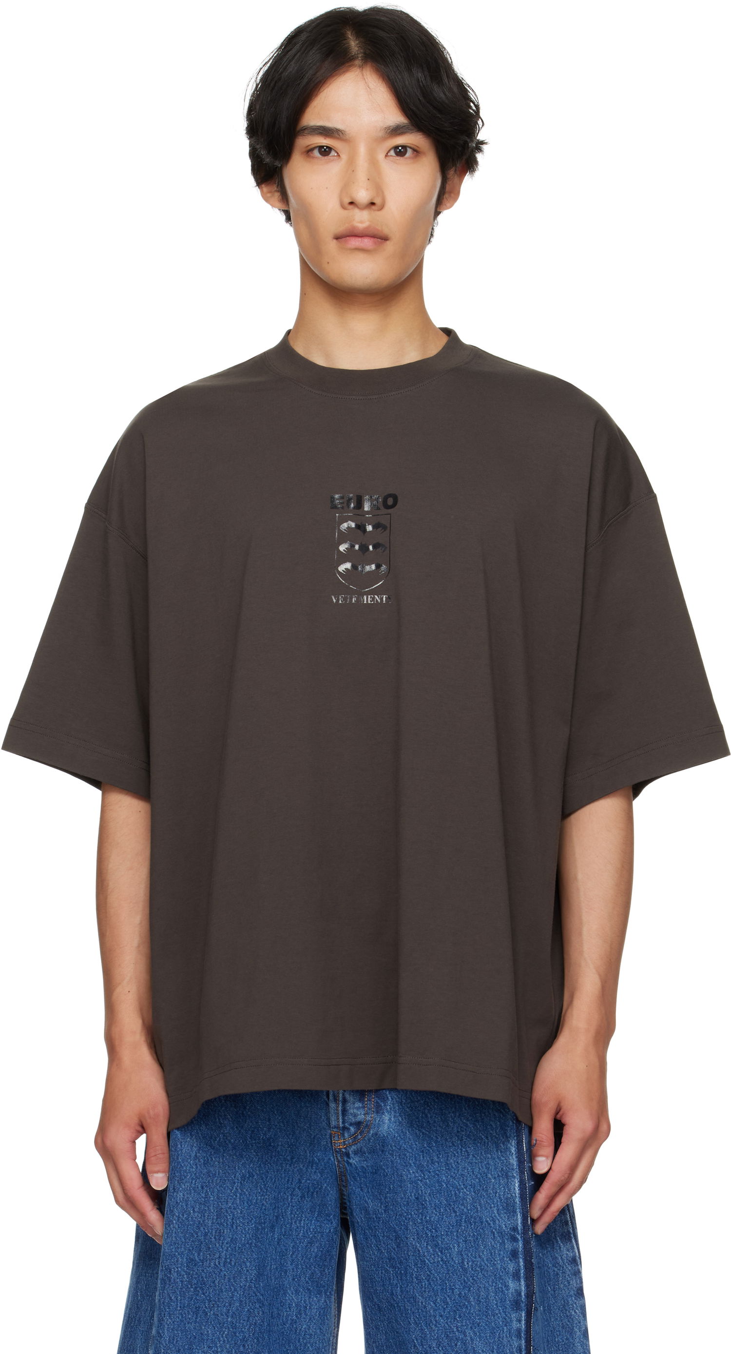 Тениска VETEMENTS Vetements Bats Logo Regular T-Shirt Кафяво | UH76TR650C, 0