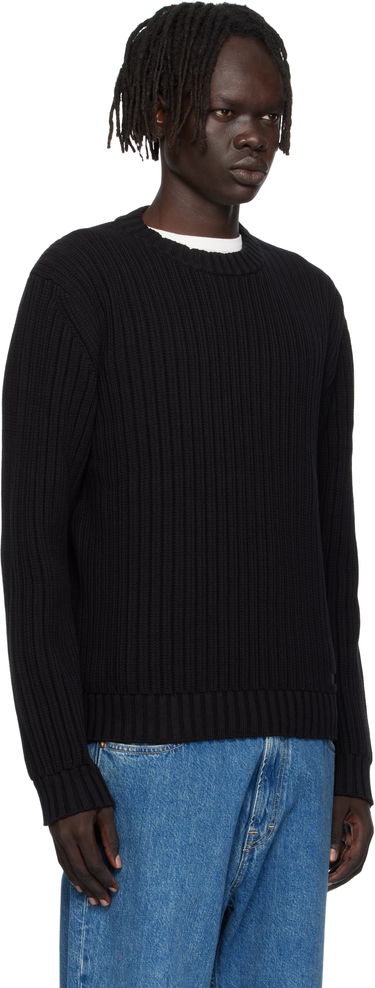 Пуловер BOSS Hugo Embroidered-Logo Ribbed Knit Sweater Черно | 50546863, 1