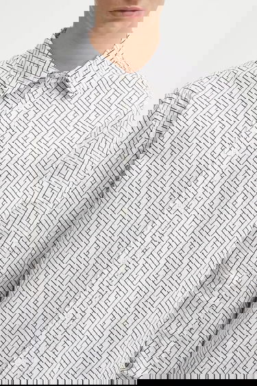 Риза KENZO Weave Relaxed Fit Shirt with Classic Collar Бяло | FF65CH4029JD, 3