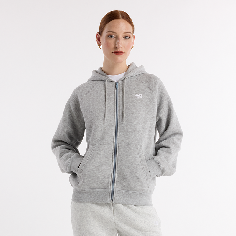 Суитчър New Balance Women's Full-Zip Hoodie Сиво | NBWJ43525AG, 0