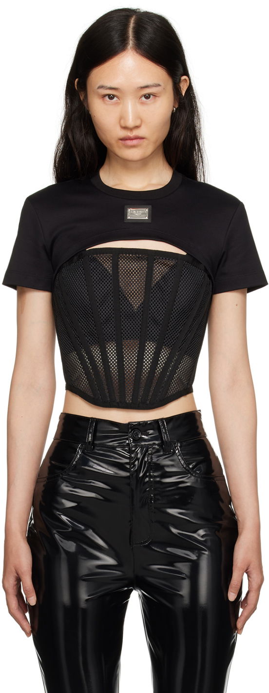 Тениска Dolce & Gabbana Black Cutout T-Shirt Черно | F8T27T G7G7K, 0
