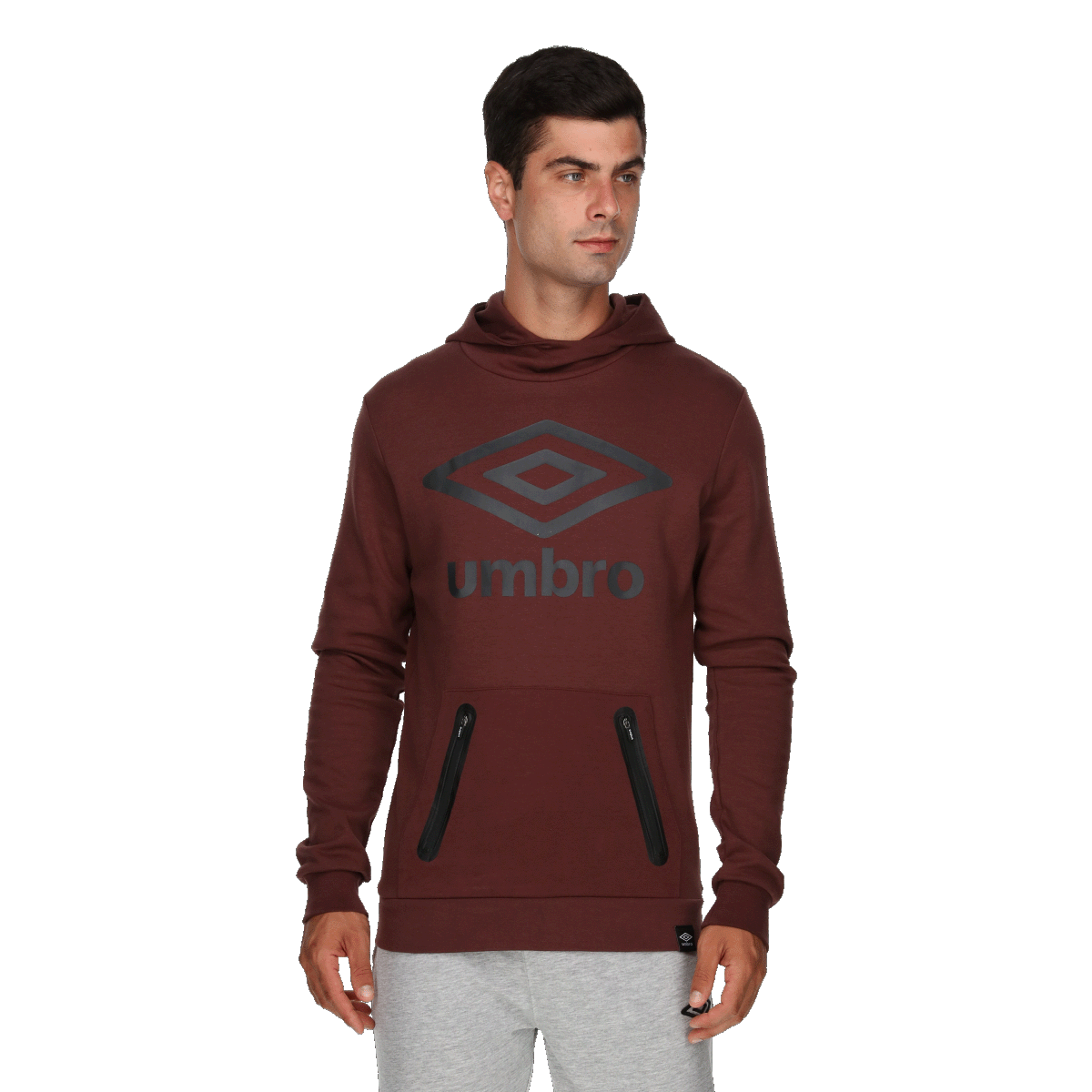 Суитчър Umbro Basic Hoodie with Front Logo and Zippered Pockets Бургунди | UMA243M603-09, 0