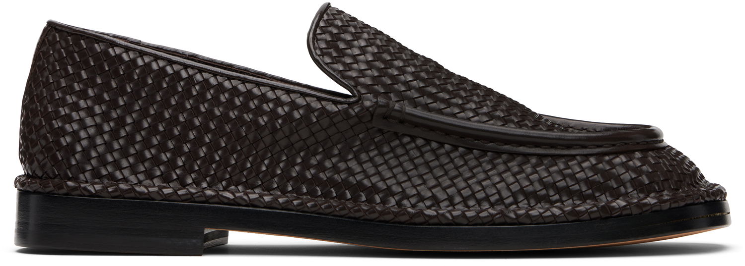 Кецове и обувки Bottega Veneta Bottega Veneta Square-Toe Woven Loafers Кафяво | 827137V5R702113, 0