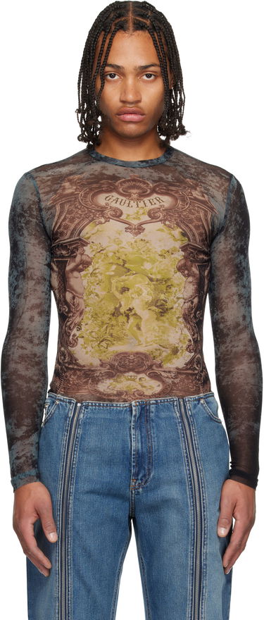 Тениски и потници Jean Paul Gaultier The Blue Médaillon Printed Long Sleeve Mesh Top Многоцветен | 25/04-W-TO305-M006P-005740, 0