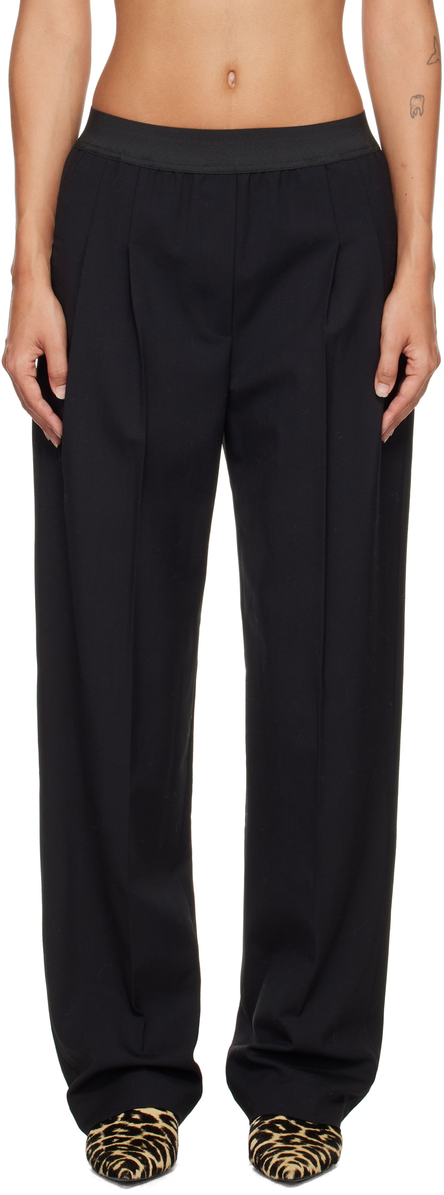 Панталони Loulou de Saison Loulou de Saison Elasticated Waistline Trousers Черно | NIRO, 0